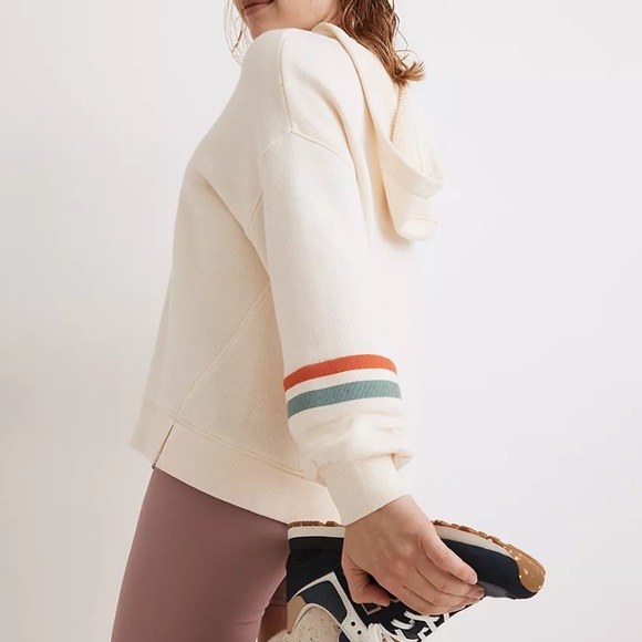 Madewell MWL Airyterry Hoodie Sweatshirt: Stripe-Sleeve Edition - Picture 3 of 9